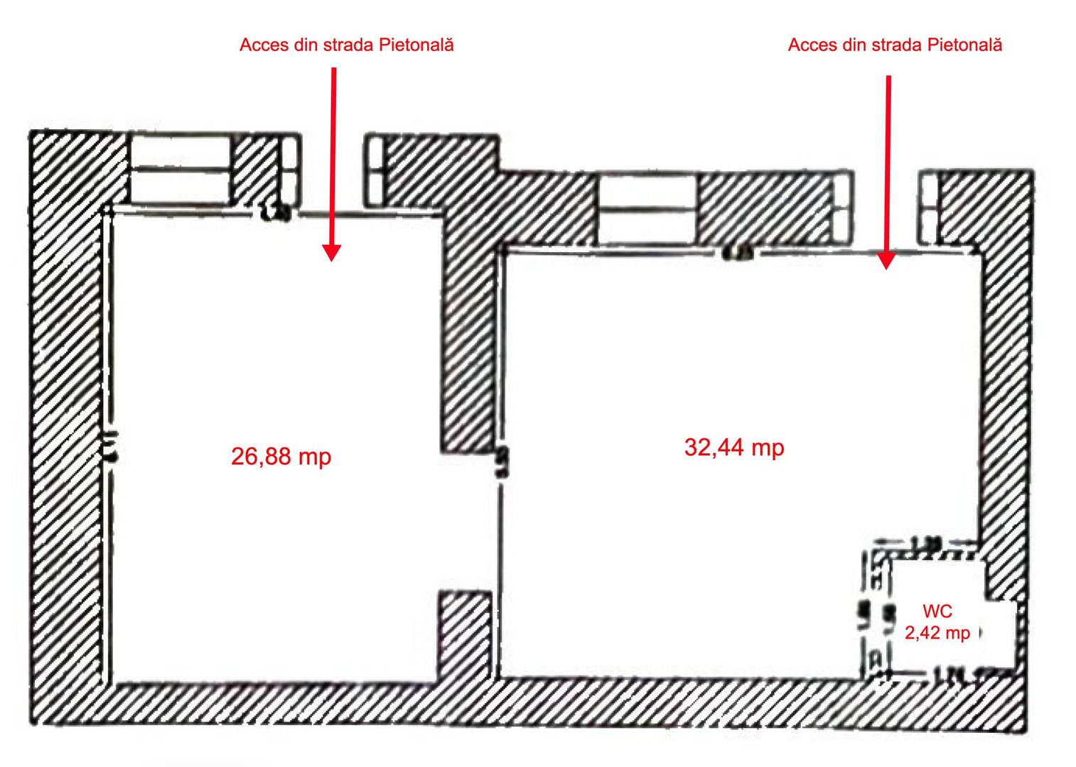 SAD 61,5 mp | vitrină | două căi de acces din stradă | opțiune terasă - Schiță 3
