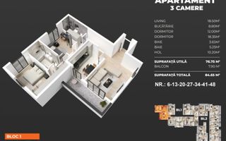 Apartament 3 camere / 84.65 mp/ Popesti Leordeni/ zona Berceni - Poză 4