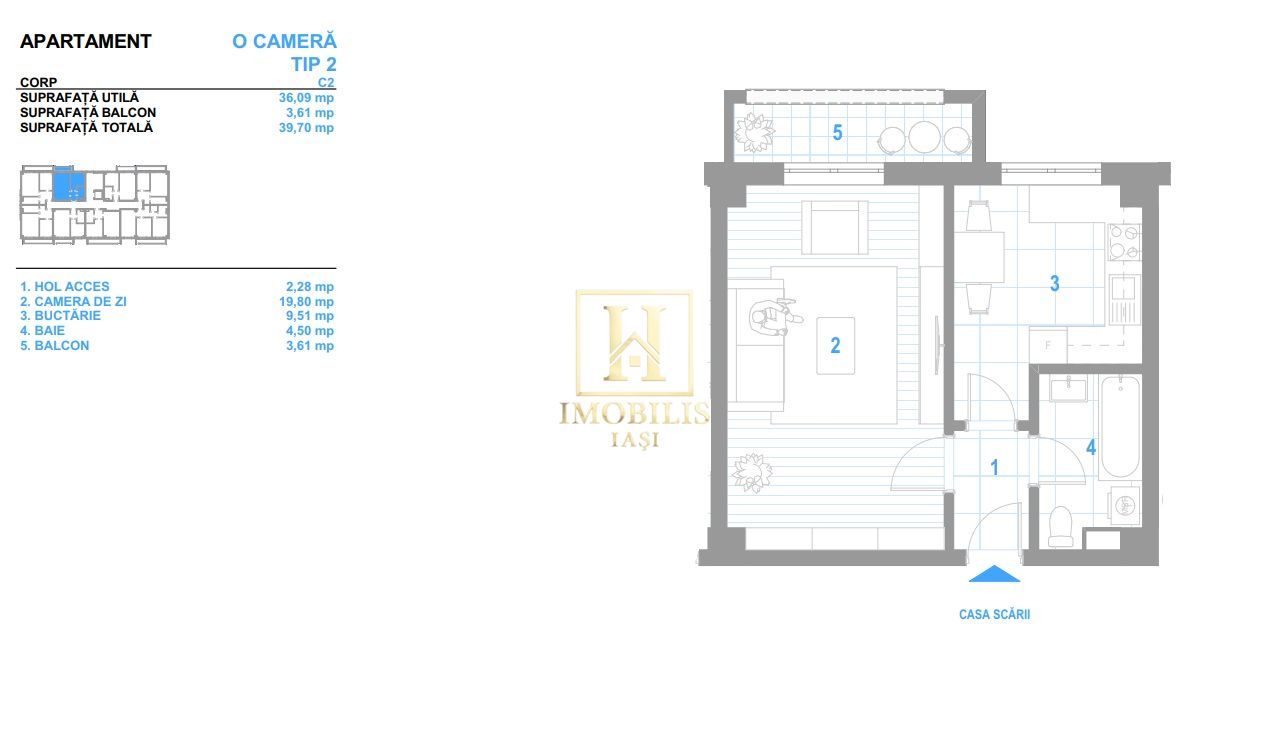 Mutare imediata! Apartament 1 camera,40 mp,73500E cu TVA-Bucium - Poză 8