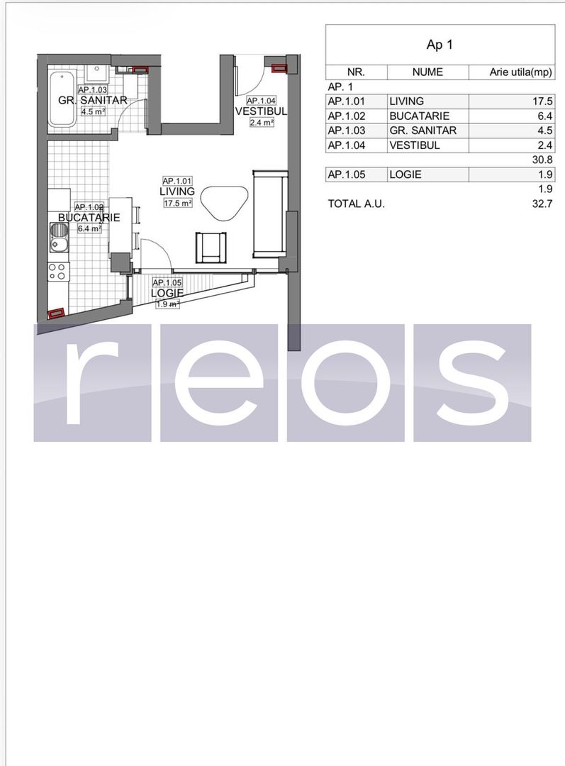 VANZARE GARSONIERA 30MP | LIZEANU | BLOC NOU | PARCARE | TERASA - Schiță 10