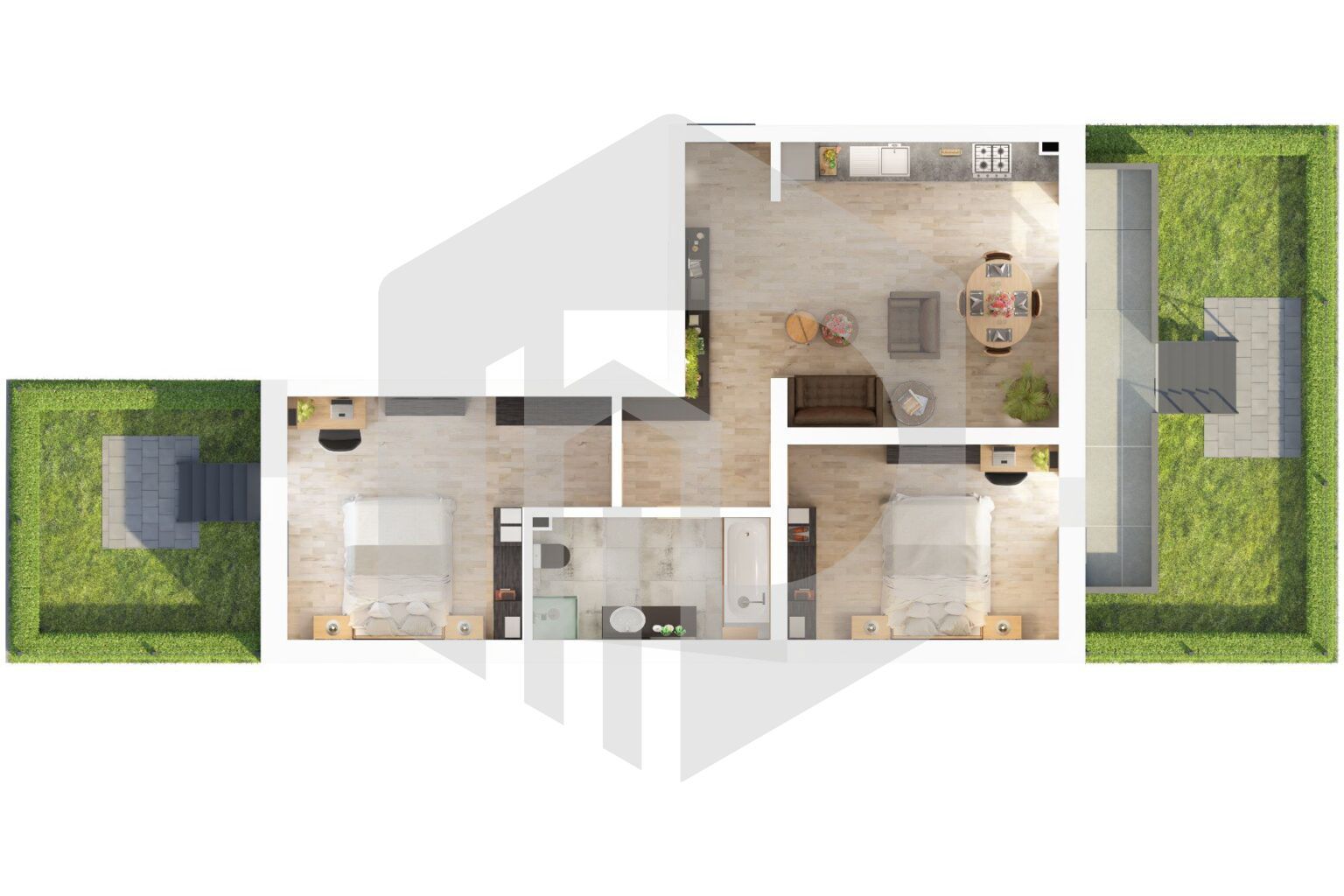 Dedeman | Apartament 3 camere + Gradina 47mpu | Doamna stanca - Poză 1