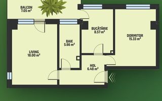 Apartament NOU 2 camere Dec 61 mp. Tatarasi 127660  euro - Poză 9