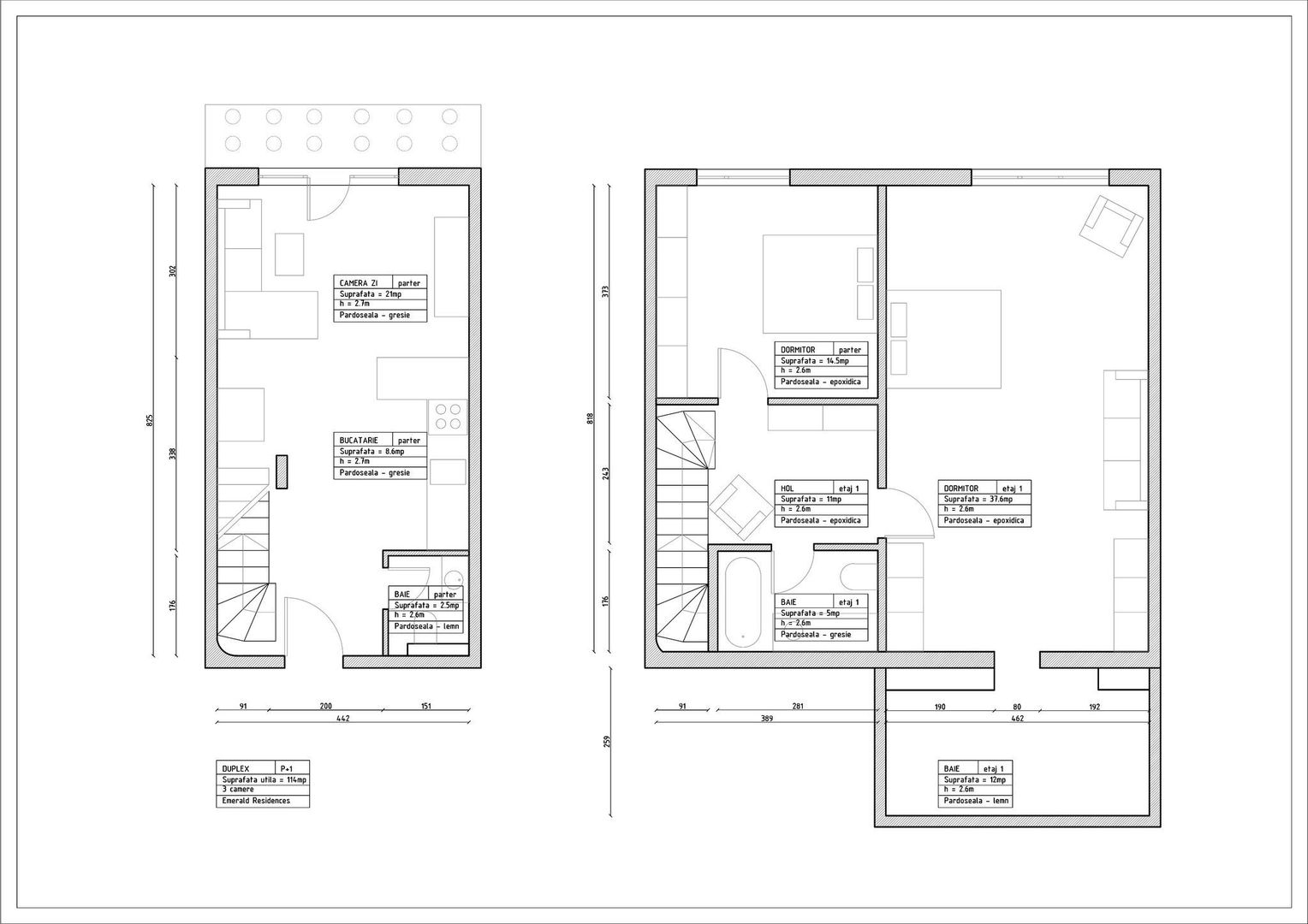 Duplex 3 camere renovat lux | Tei | Emerald Residence - Schiță 11