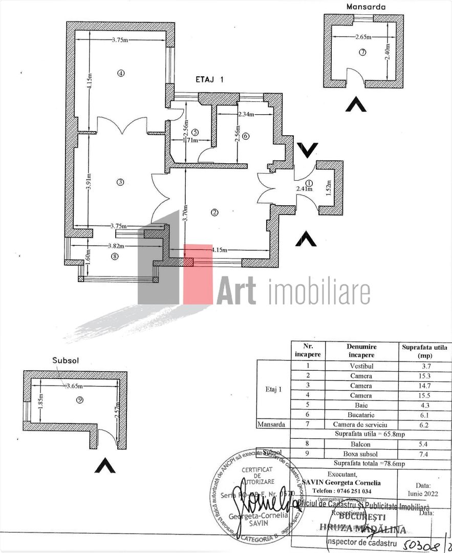 Apartament 3 camere in vila, curte comuna - Calea Mosilor - Schiță 18