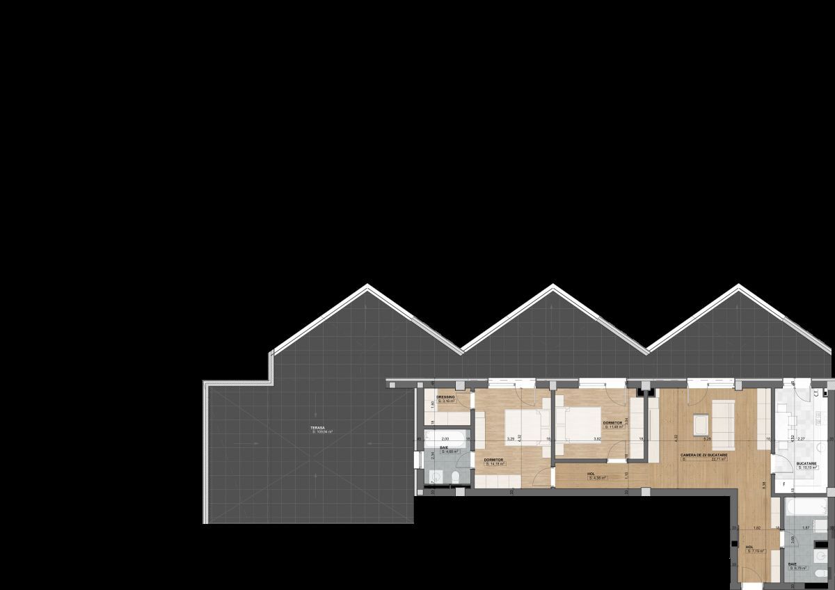 Apartament tip Penthouse cu 3 camere, 2 bai, NOU - Schiță 20
