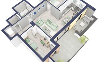 Apartament 3 camere | Balcon 22.2 mp | Etaj 3 | Turnisor - Poză 2