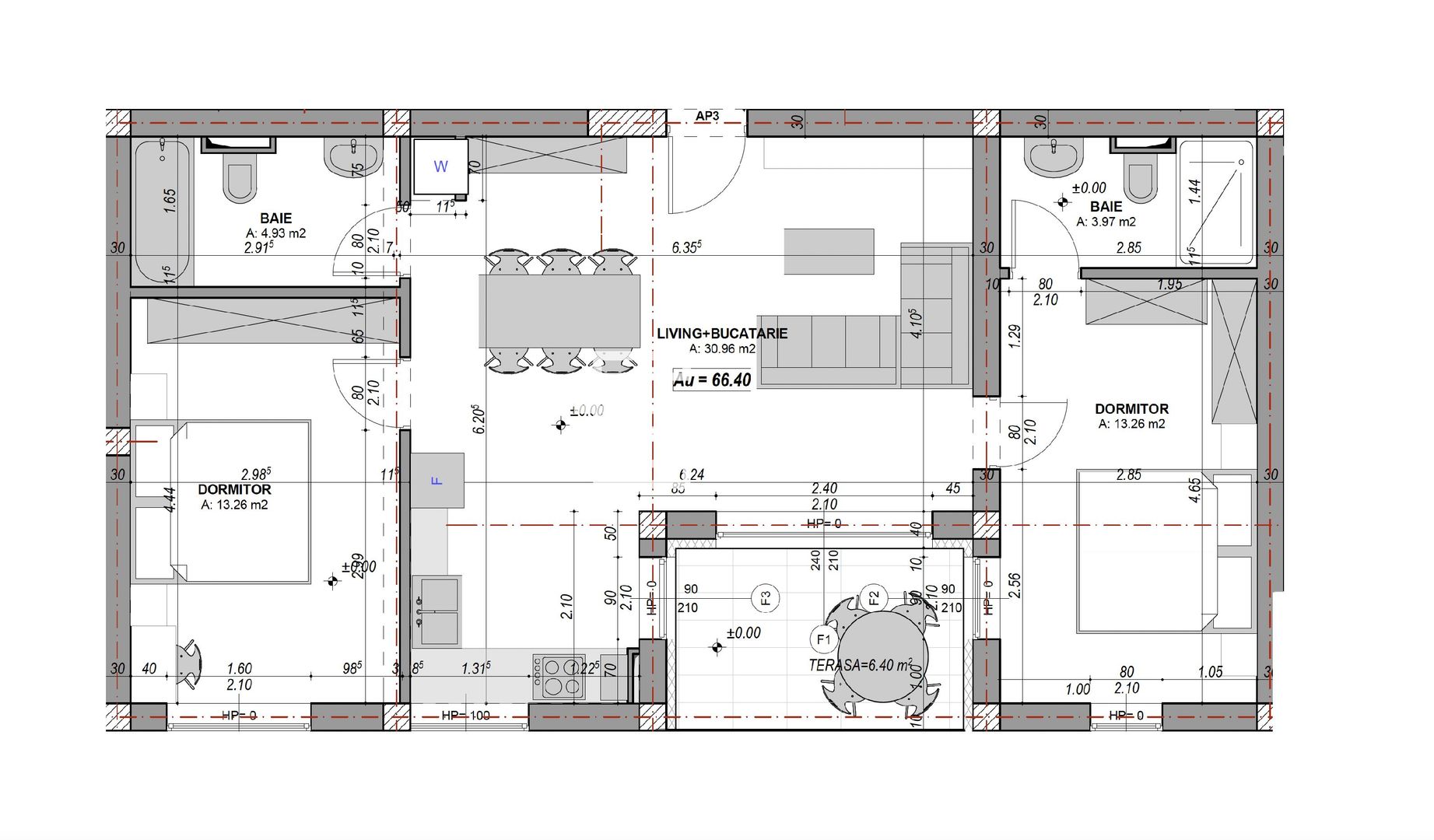 Apartament 3 camere - 66.4 mp, aer conditionat- DaVinci Homes, Sibiu - Schiță 9