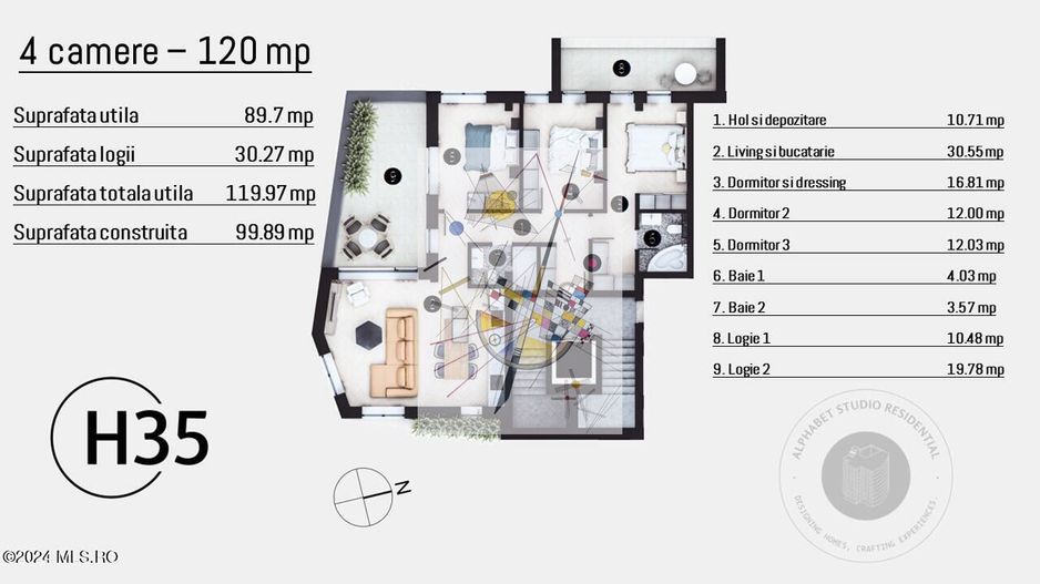 HELIADE INTRE VII - 4 CAMERE 120 MP, TERASA 31 MP, ETAJ 4, NZEB! - Poză 6