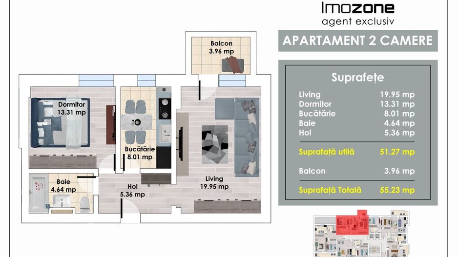 Metrou Pacii | Militari | 2 Camere | 55 mp Utili |  Balcon | Bucatarie Inchisa - Poză 1