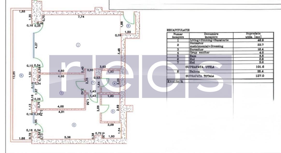 VANZARE APARTAMENT 101MP | 3 CAMERE | MOBILAT-UTILAT LUX | TERASA 26MP - Schiță 16