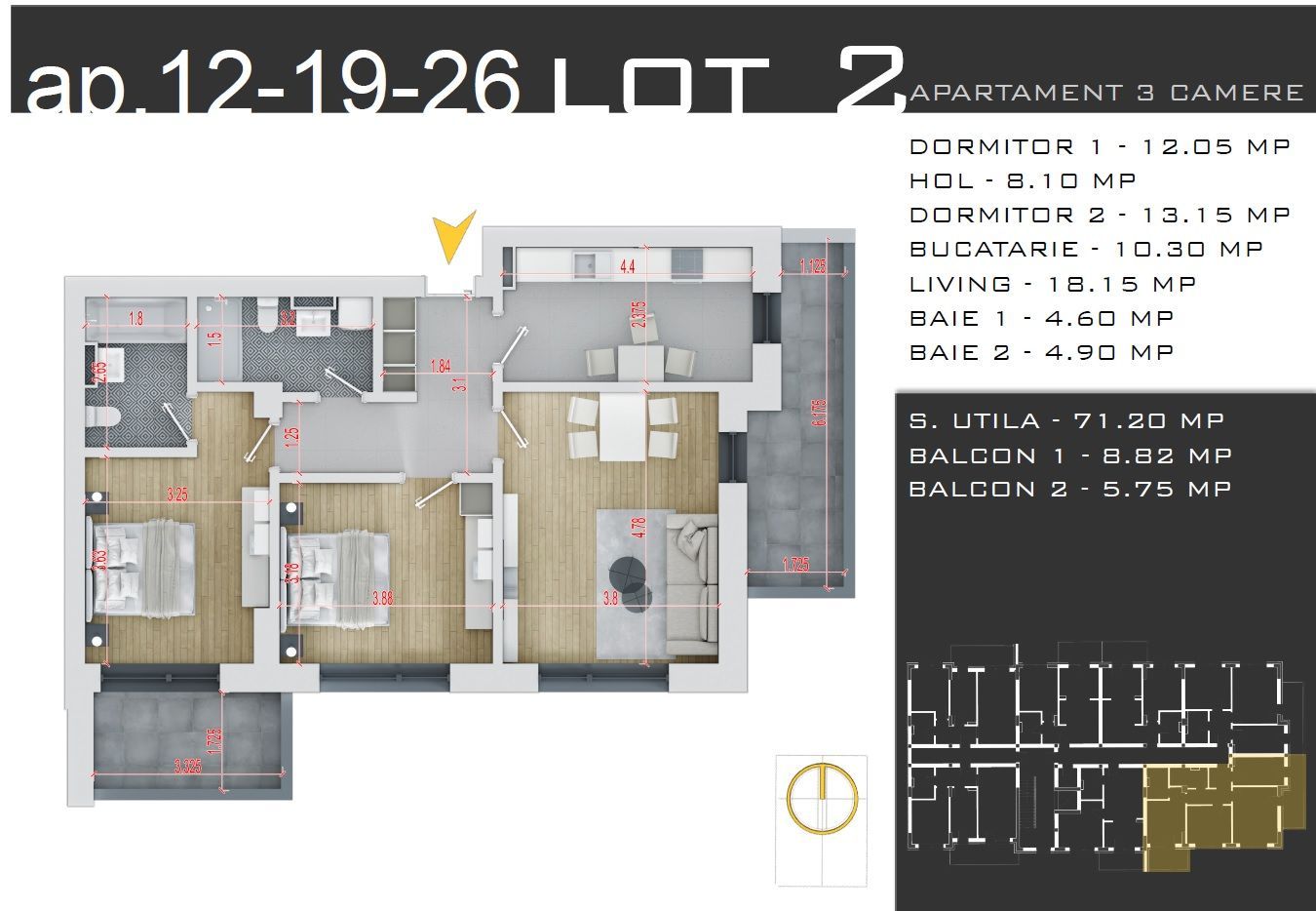 AP. 3CAM. DECOMANDAT-FINISAJE PREMIUM / COMPLEX DE 3 BLOCURI P+3! - Poză 2
