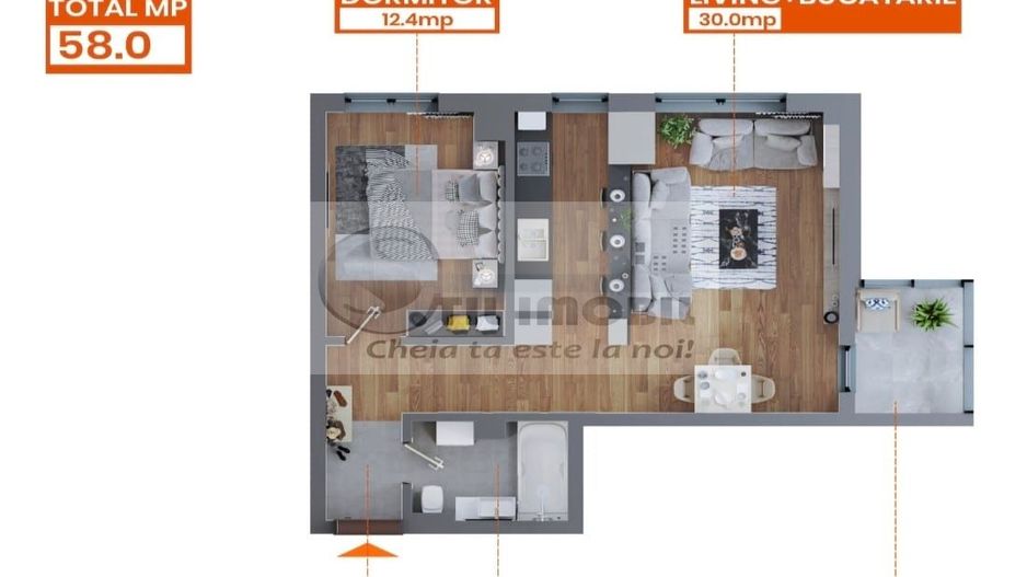 COMISION 0%-UN NOU COMPLEX REZIDENTIAL IN DACIA- Apartament cu 2 camera tip 3-4 - Poză 7