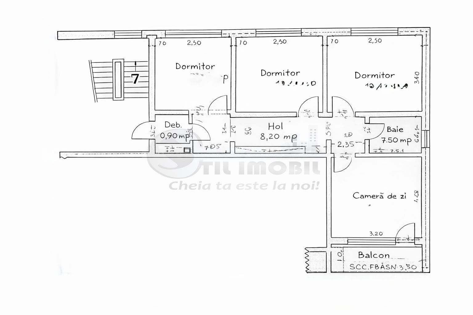 Gara - Ap. 3 camere decomandat - 70 mp - 125.000 euro !! - Schiță 6