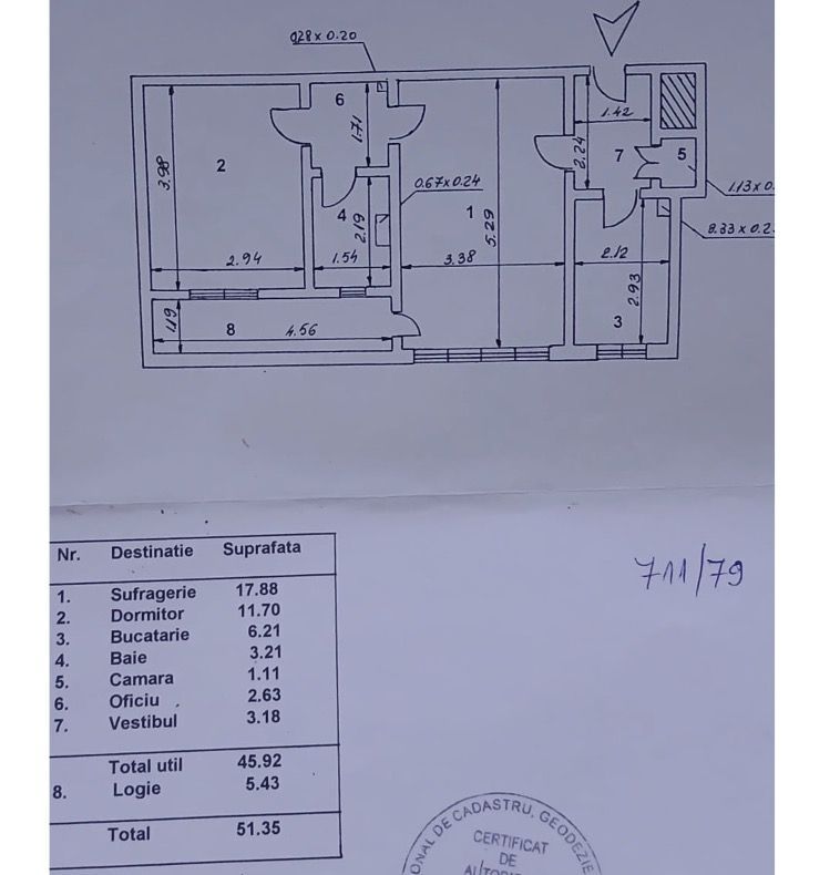 Apartament 2 camere bloc reabilitat Raul Doamnei, Drumul Taberei - Schiță 7