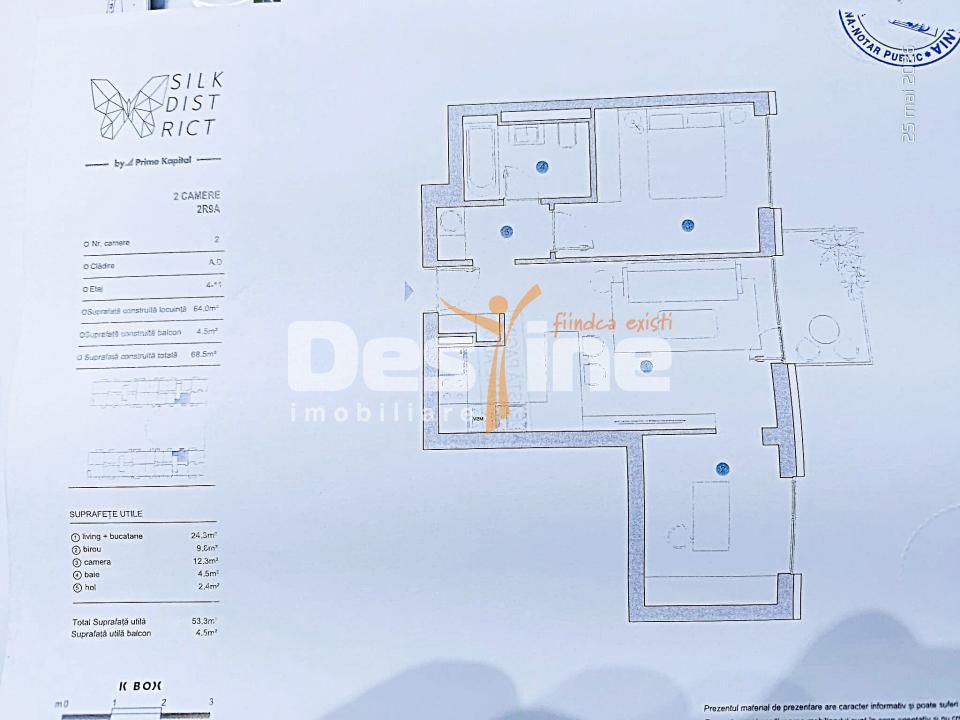 Apartament 3C 58 mp etaj intermediar + parcare Silk Distrikt - Schiță 14
