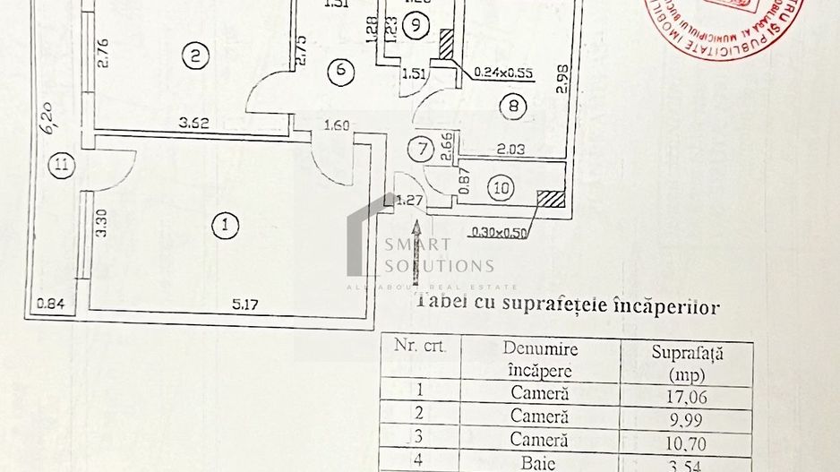 3 camere decomandate | 65 mp | Huedin – Brâncoveanu | Etaj 5 | 1977 - Schiță 11