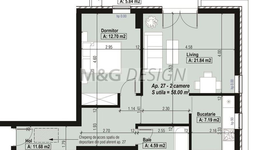 Apartament 2 camere Aradului bloc nou - Schiță 17
