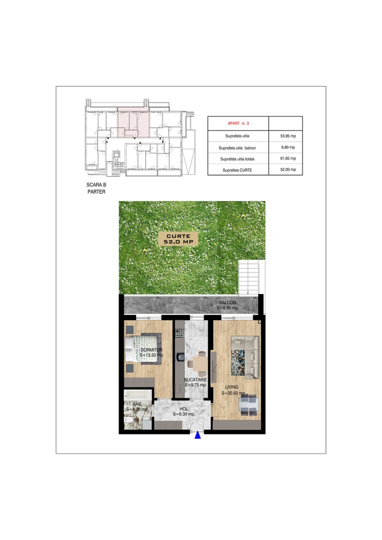 2 camere cu gradina  Pallady Metrou Nicolae Teclu - Schiță 11