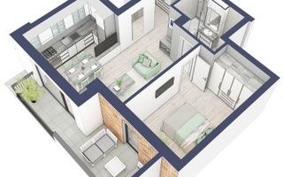 Apartament 2 camere | Balcon 10.3 mp | Parter | Turnisor - Poză 2