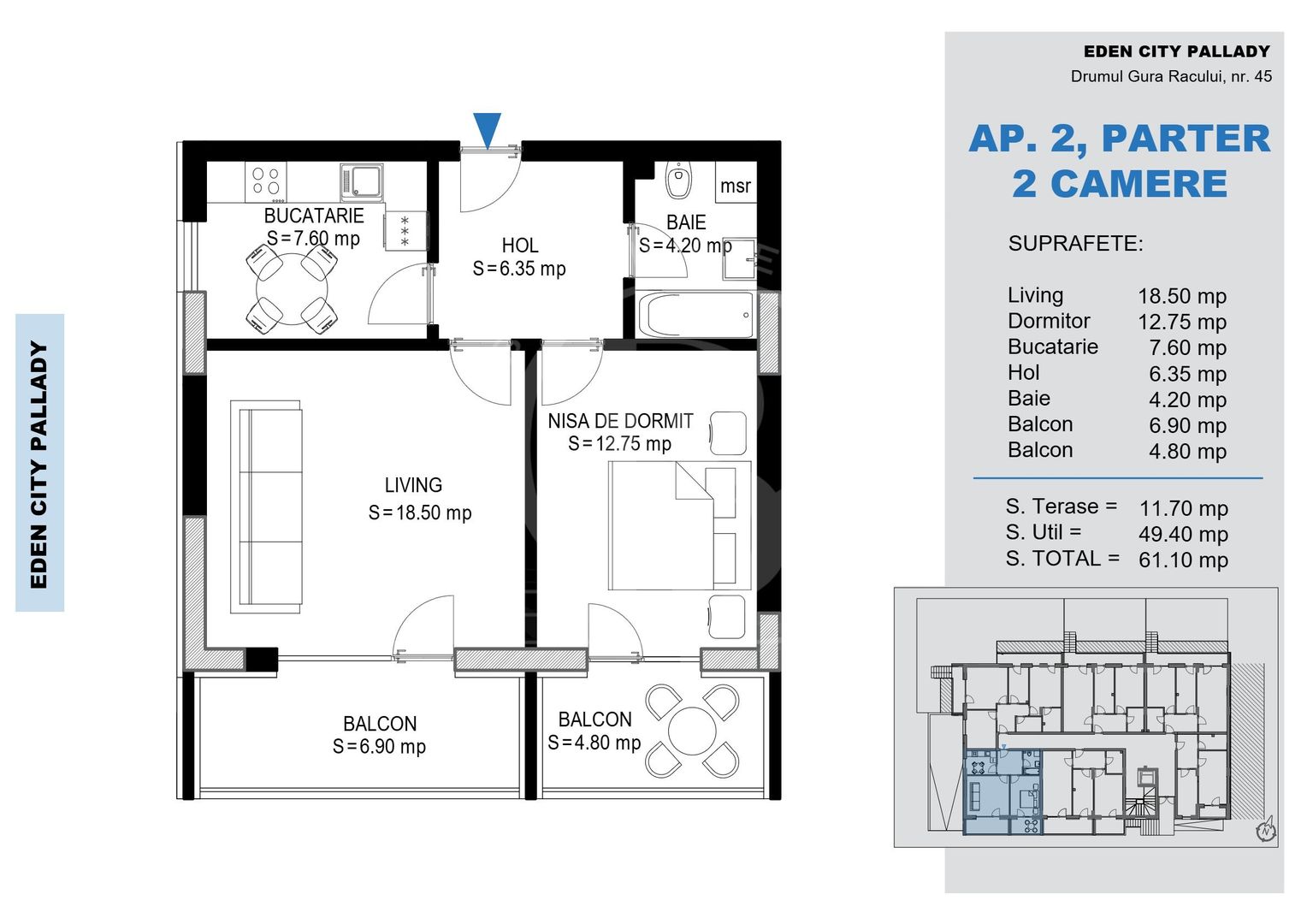 Apartament 2 camere Pallady Metrou Nicolae Teclu - Schiță 7