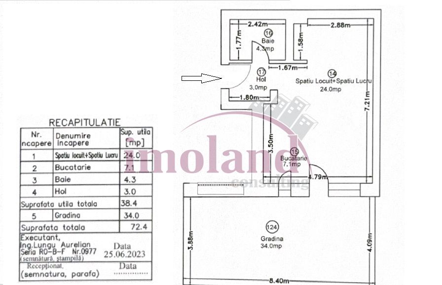 Studio + curte proprie - mobilat, utilat - Avalon Estate-Pipera - Schiță 16