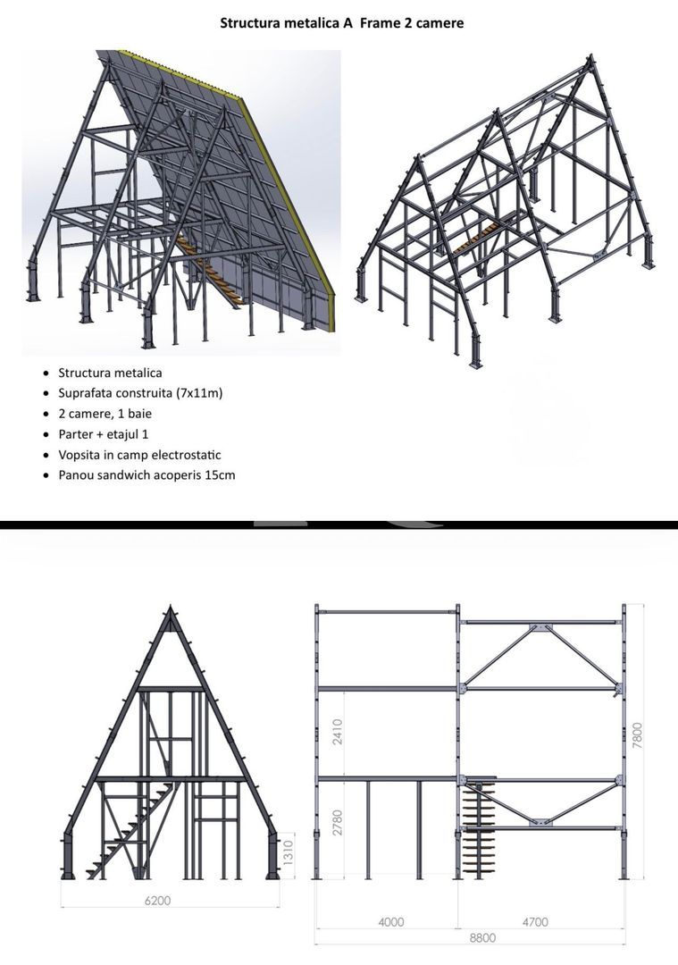 Structură A Frame modernă pentru case premium și Airbnb - 2 CAM - Poză 2