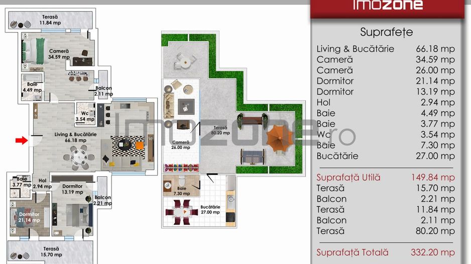 PENTHOUSE-DEOSEBIT, 4 CAMERE, 3 DORMITOARE, 3 BAI, 321mp utili, BLOC FINALIZAT - Poză 6