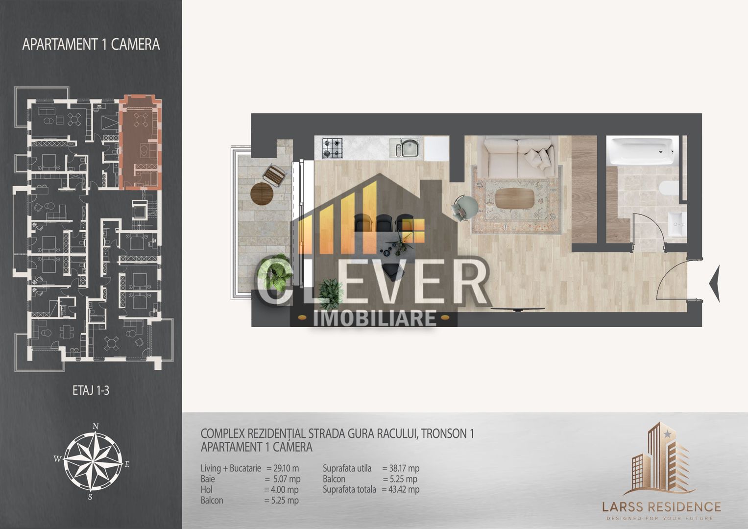 Garsonieră nouă cu balcon | 8 min metrou Teclu - Comision 0% - Poză 3