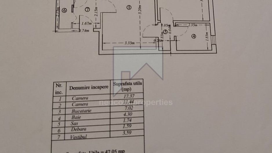 Vanzare apartament 2 camere Rahova - Barca - Schiță 17