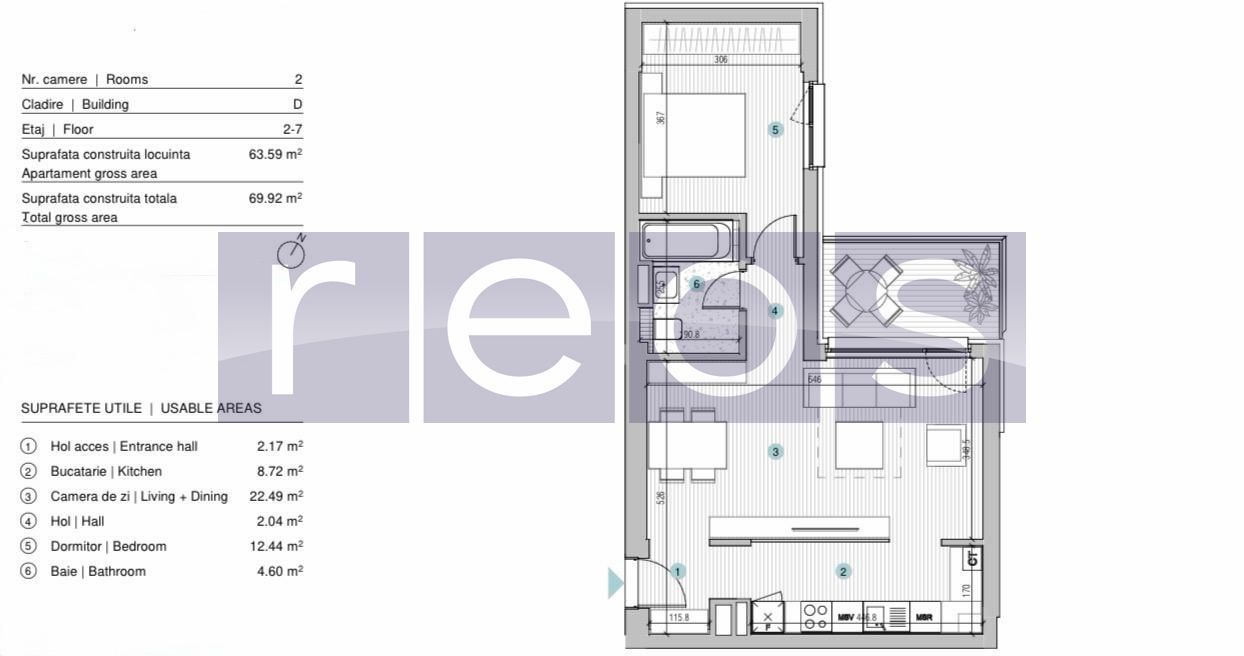 APARTAMENT 2 CAMERE | MOBILAT-UTILAT LUX | PARCARE | STRAULESTI | 64MP - Schiță 19