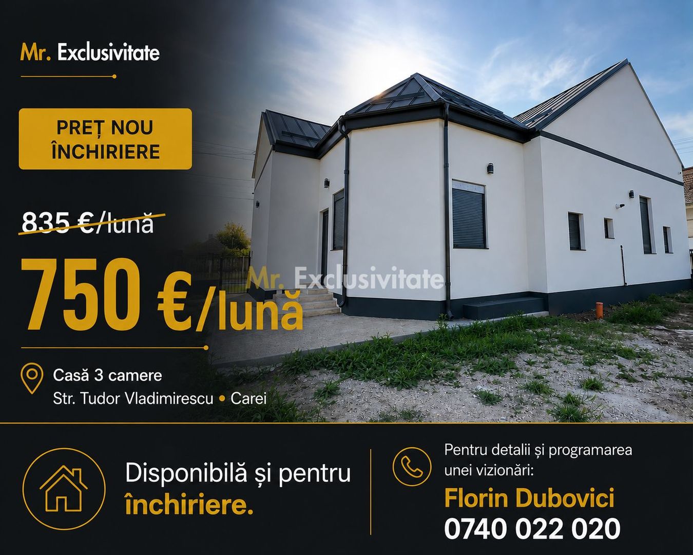 Inchiriere Casă 3 camere 154 mp, Teren 630 mp - Str. T. Vladimirescu - Carei - Poză 1