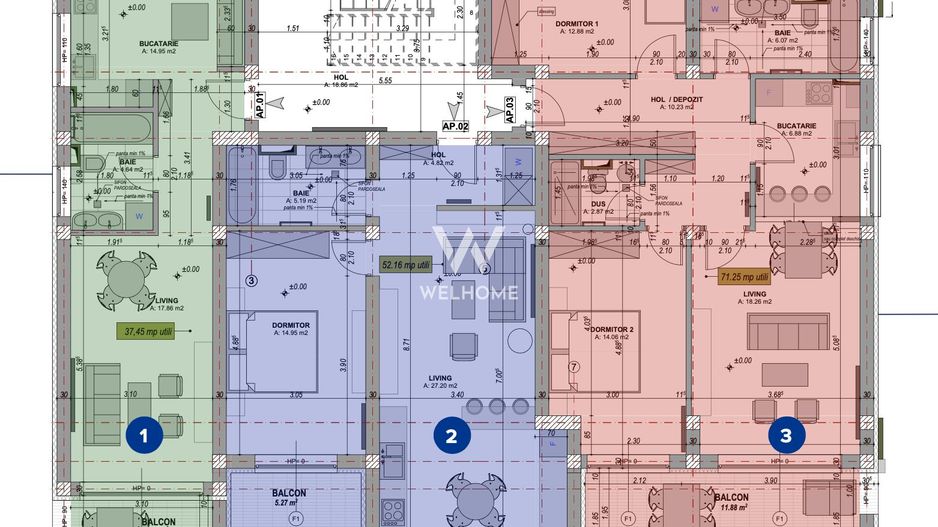 Apartament 2 camere, Intabulat la cheie, 52 mp, Zona Industriala VEST, Sibiu - Schiță 5