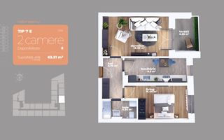 Liviu Rebreanu-Titan-Apartament 2 camere-Comision 0 - Schiță 9