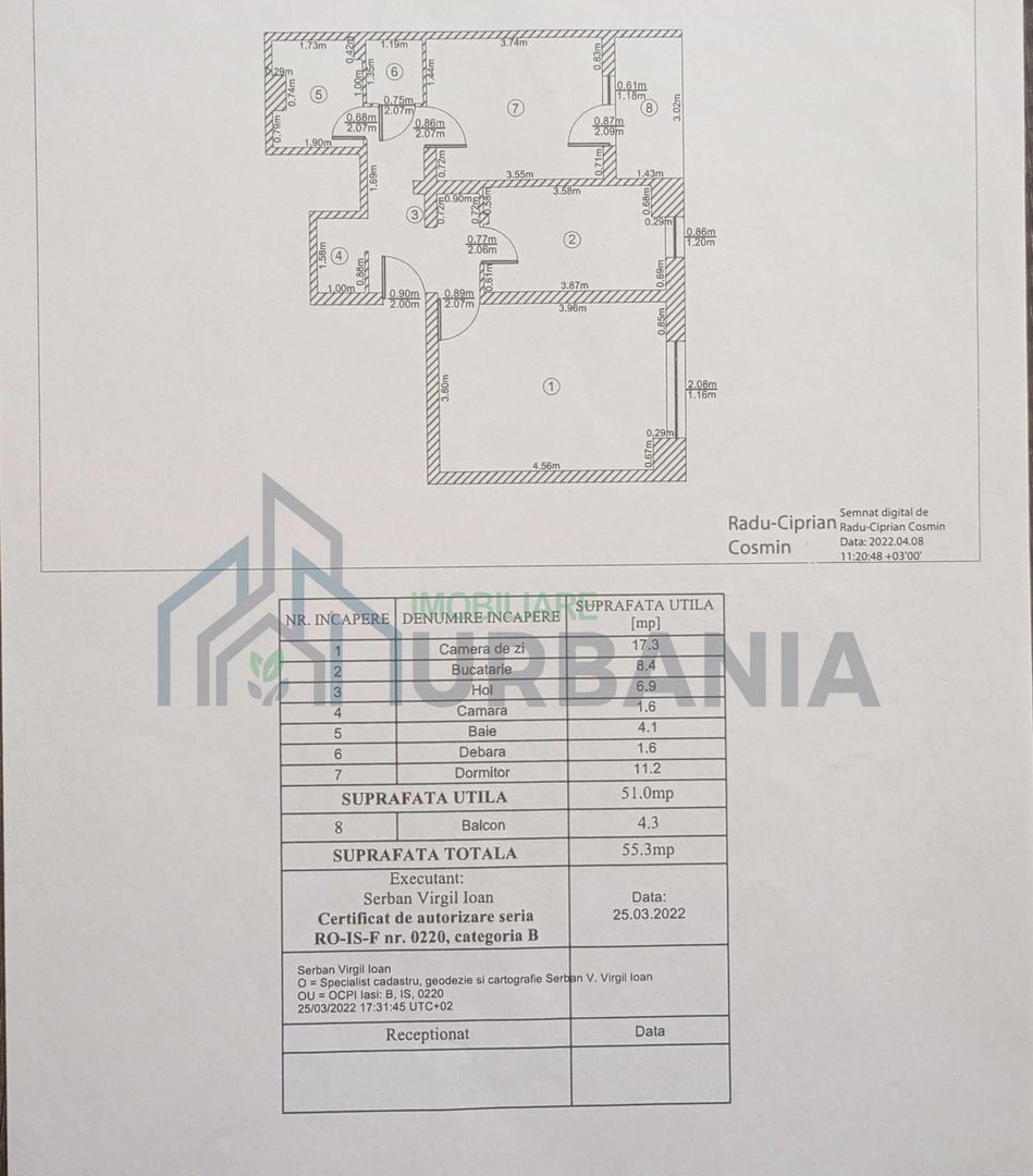 Apartament 2 camere, Bd. Dacia, Iași – 51 mp, decomandat, etaj 4/10 - Poză 8