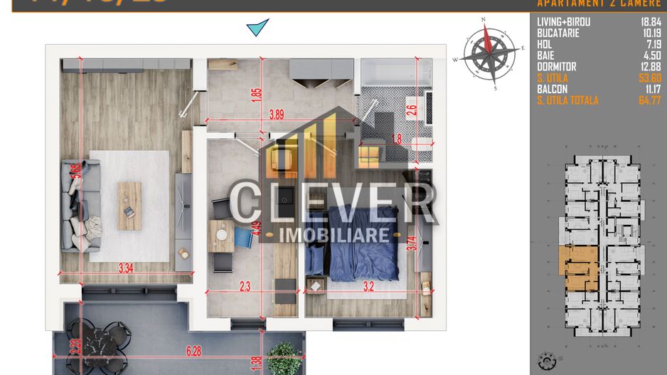 Promo-2 Camere-Pallady-Loc Parcare Bonus - Poză 1