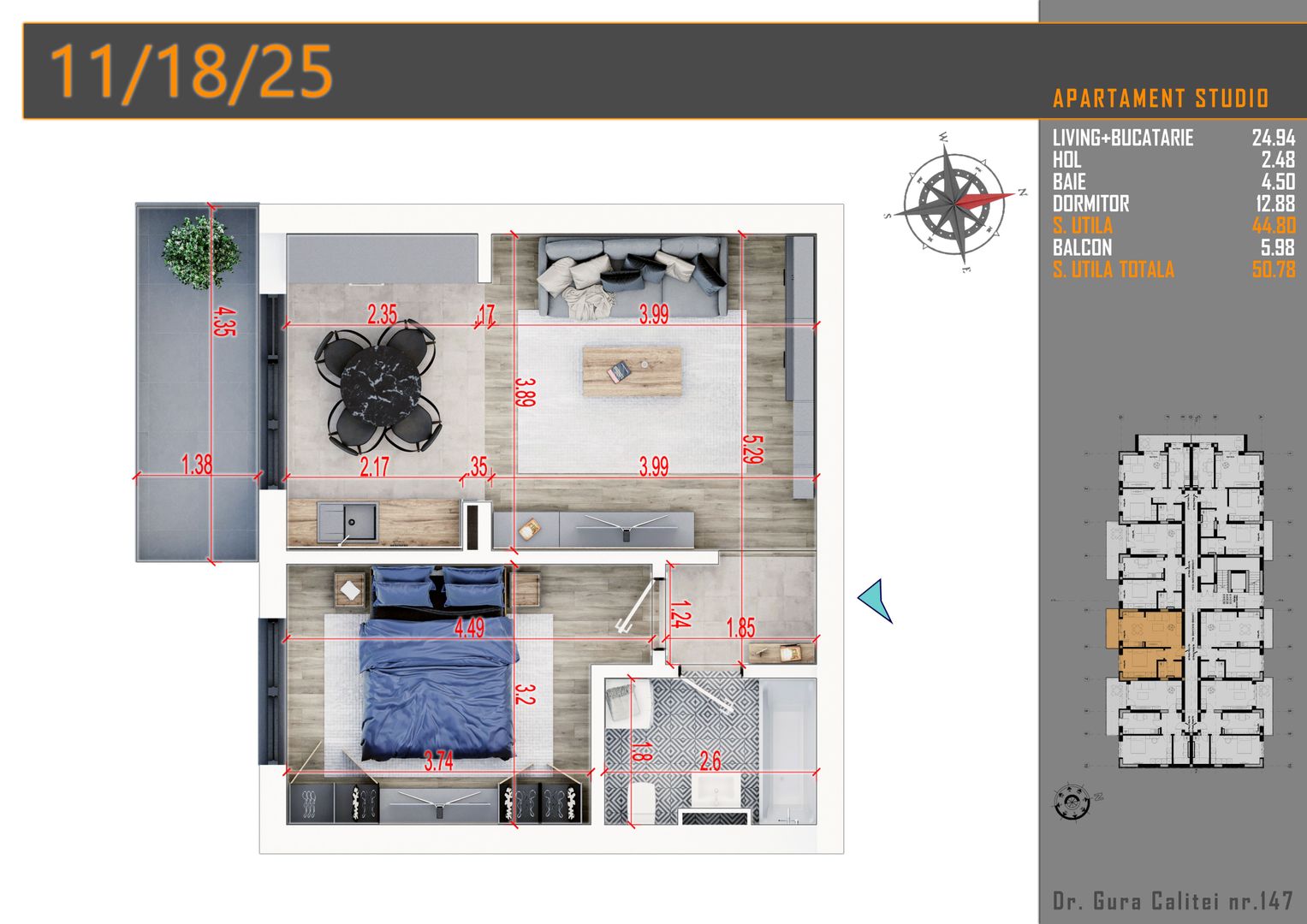 2 camere  Metrou Teclu- Titan Pallady -parcare bonus - Schiță 8