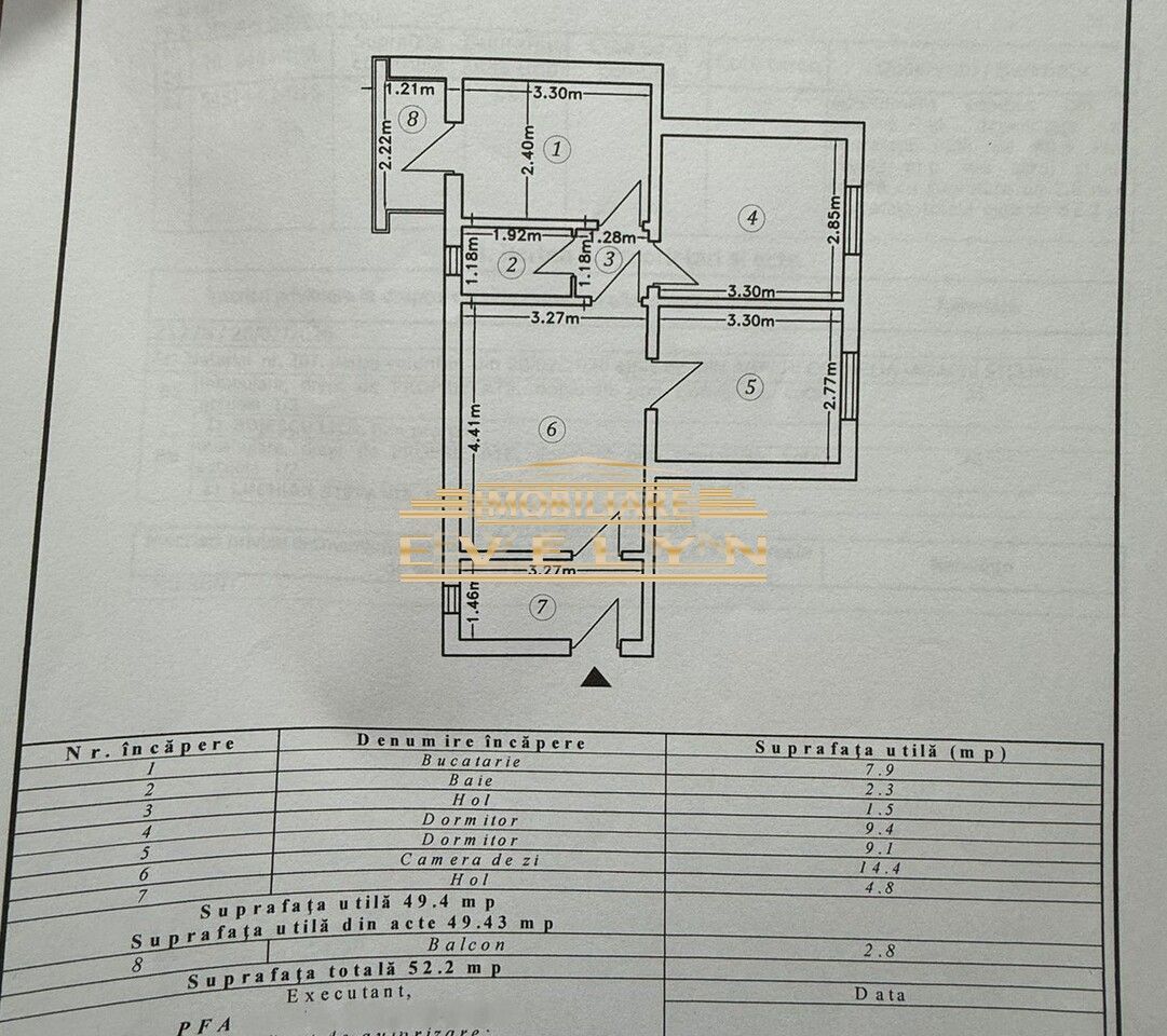 Apartament 3 camere de vânzare – Etaj 1 – Zona Școala Nr. 7 - Poză 3