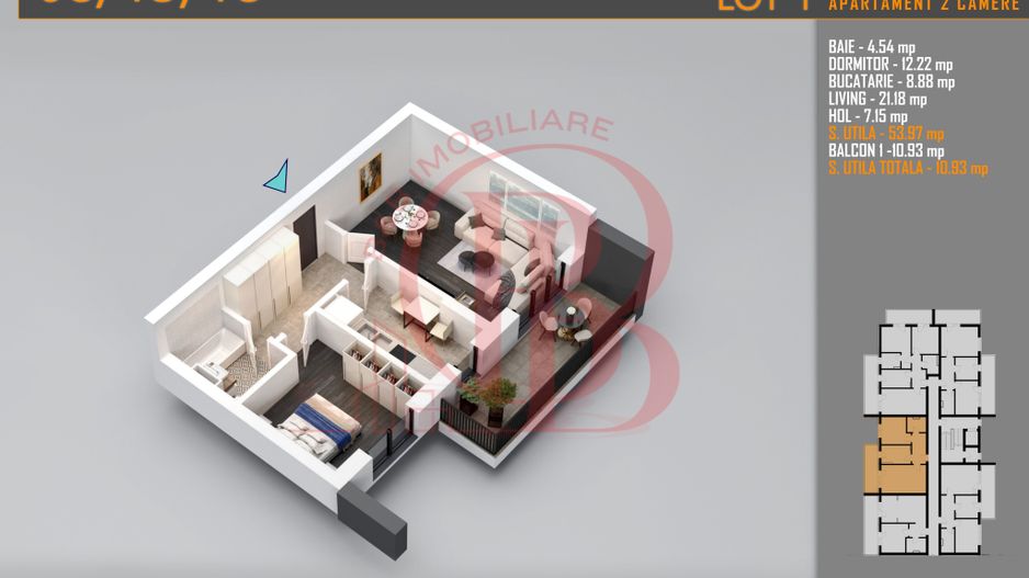 Apartament decomandat 2 camere -Titan Pallady Metrou Teclu - Schiță 2