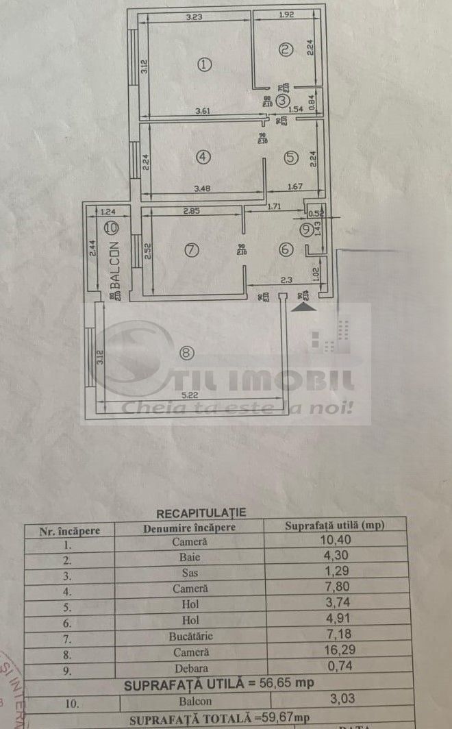 Apartament cu 3 camere decomandat - Nicolina Esplanada - 122.000 euro - Schiță 3