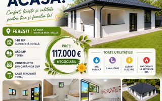 CASA individuala nouă, cu teren 650 mp, localitatea FEREȘTI - VASLUI; - Poză 1
