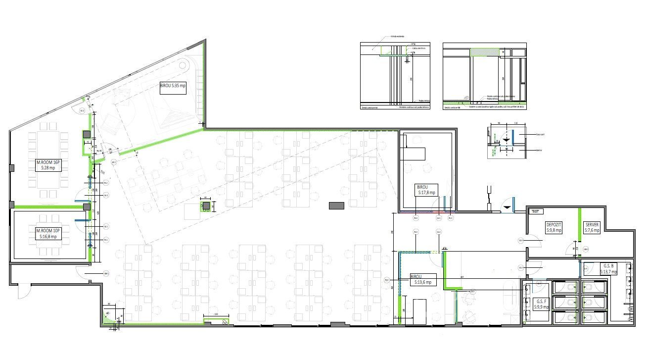 Spatiu birouri  1320 m2 finisat Europa - Poză 25