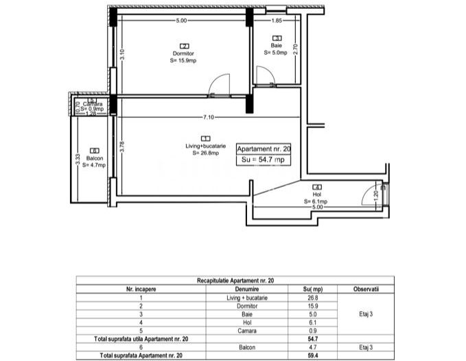 Dezvoltator | Apartament 2 Camere | 47 mp | Parcare Zona Eroilor - Poză 11
