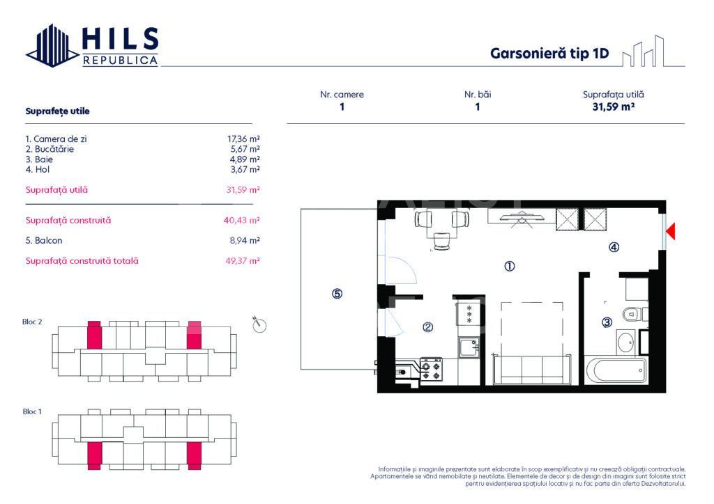 Vânzare, garsonieră, 1 cameră tip 1D, HILS Republica, București - Poză 2
