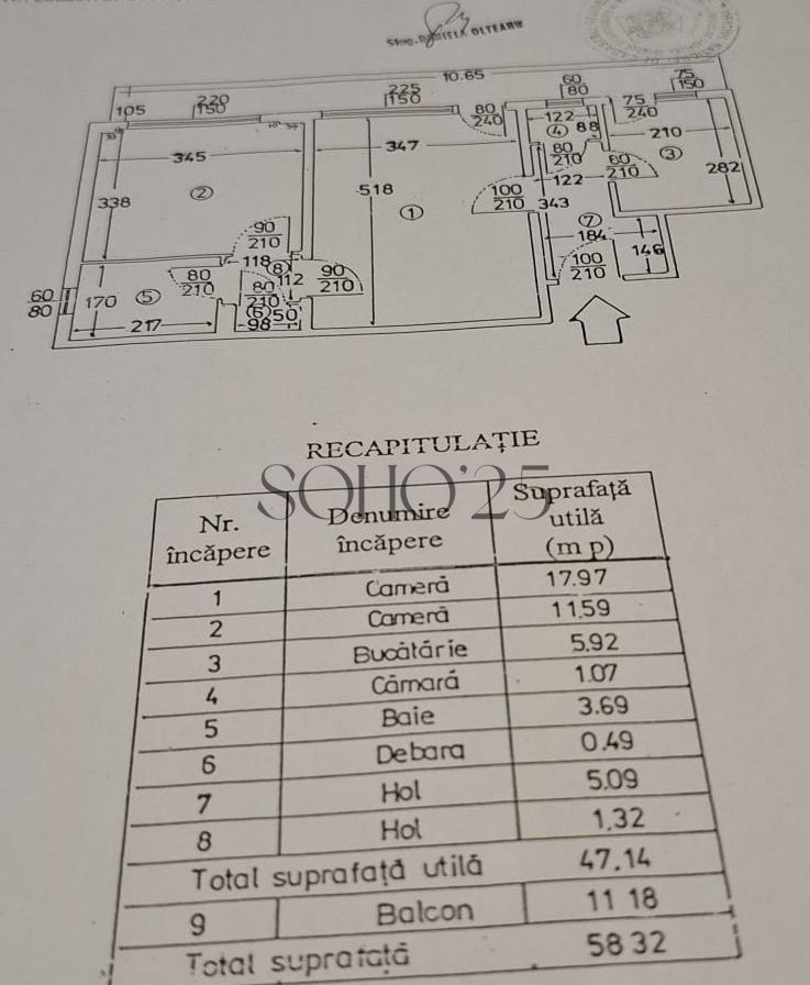 Apartament 2 camere | 1 Mai – RAR | 48 mp + balcon 11 mp | Renovat - Schiță 11