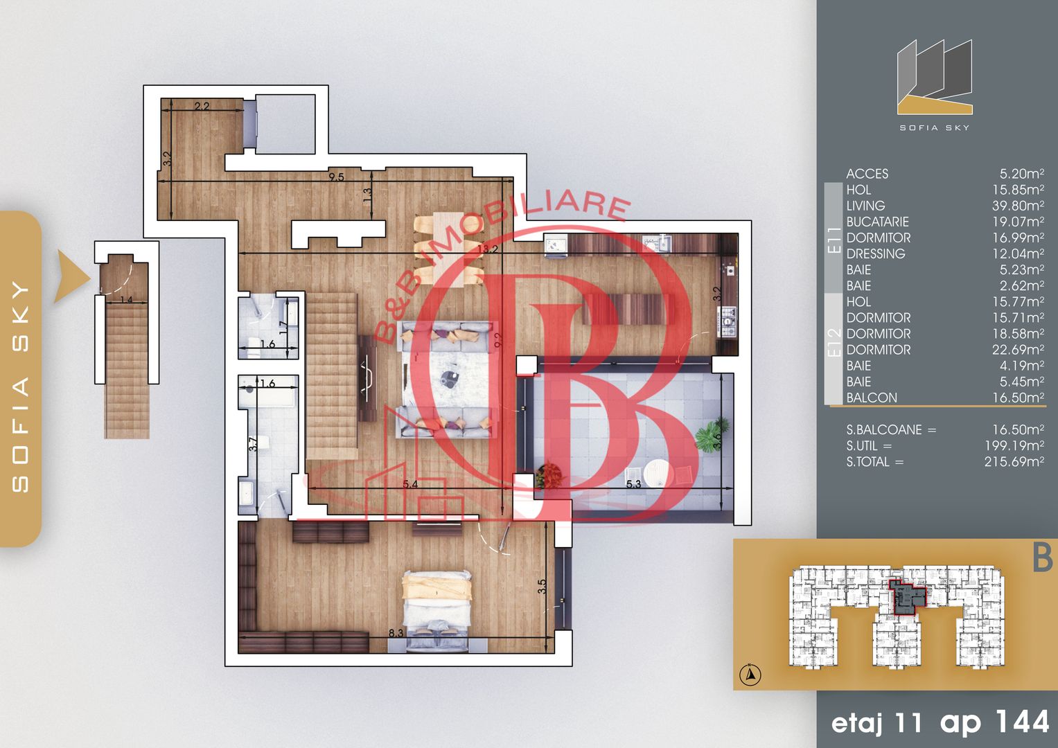 Th. Pallady 5 camere Duplex | Living 40mp | Dormitor 19mp - Schiță 1