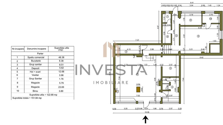Spatiu comercial de inchiriat -  compartimentat - 125 mp – Manastur - Schiță 2