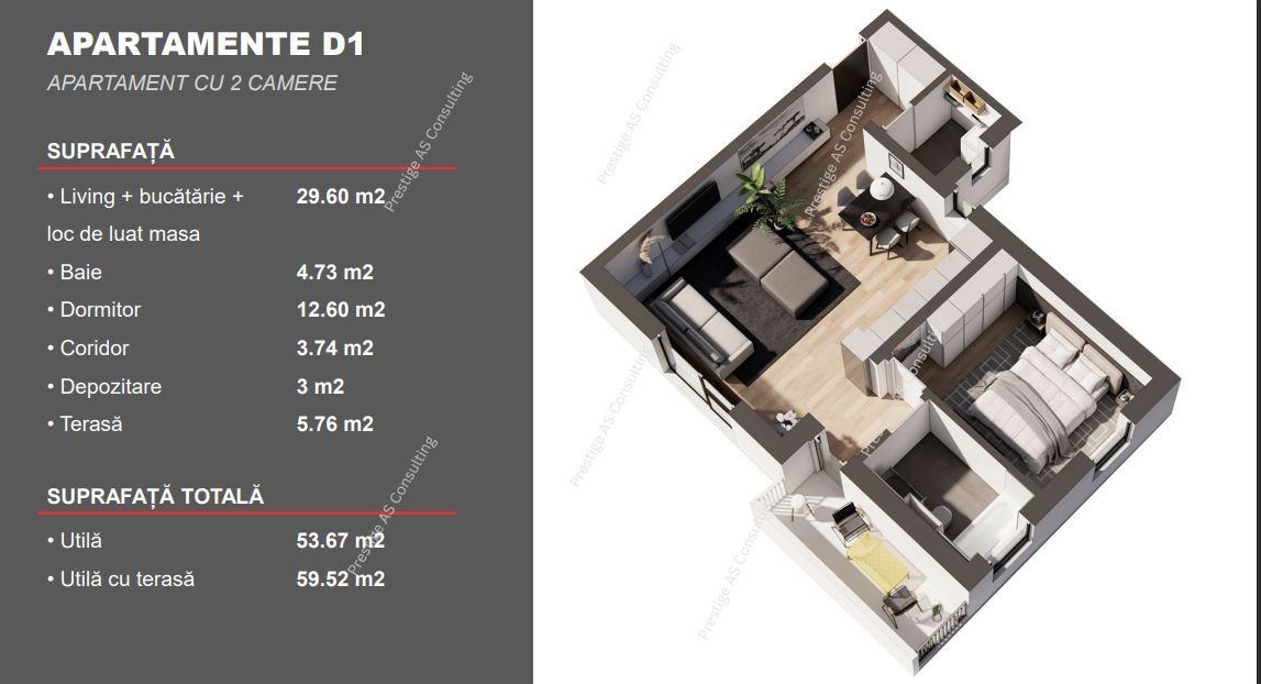 Apartament Nou 2 Camere | Parcul Terra- Dumbravita - Schiță 4