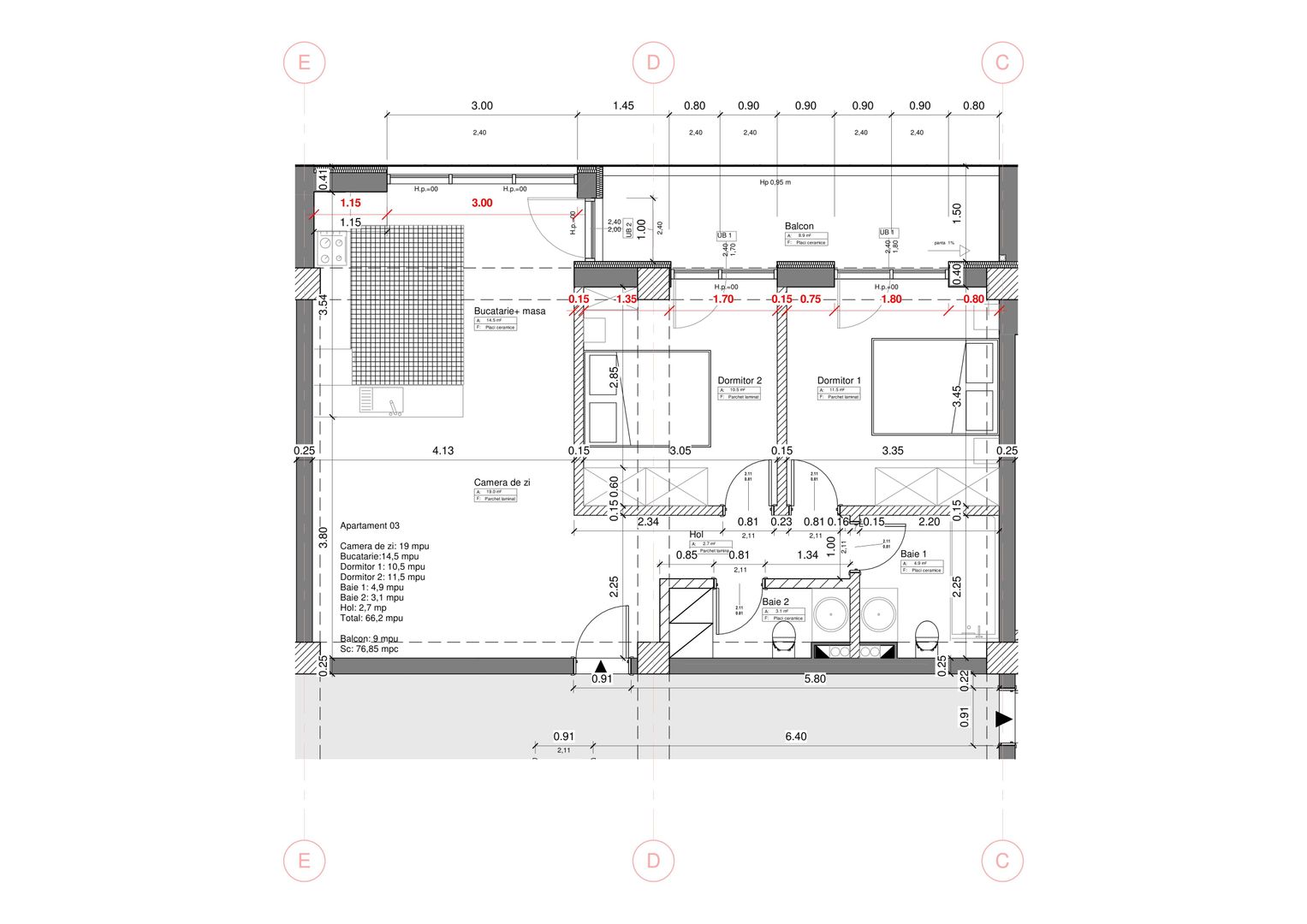 Apartament PREMIUM 3 camere cu GARAJ - zona Centrala - Schiță 14