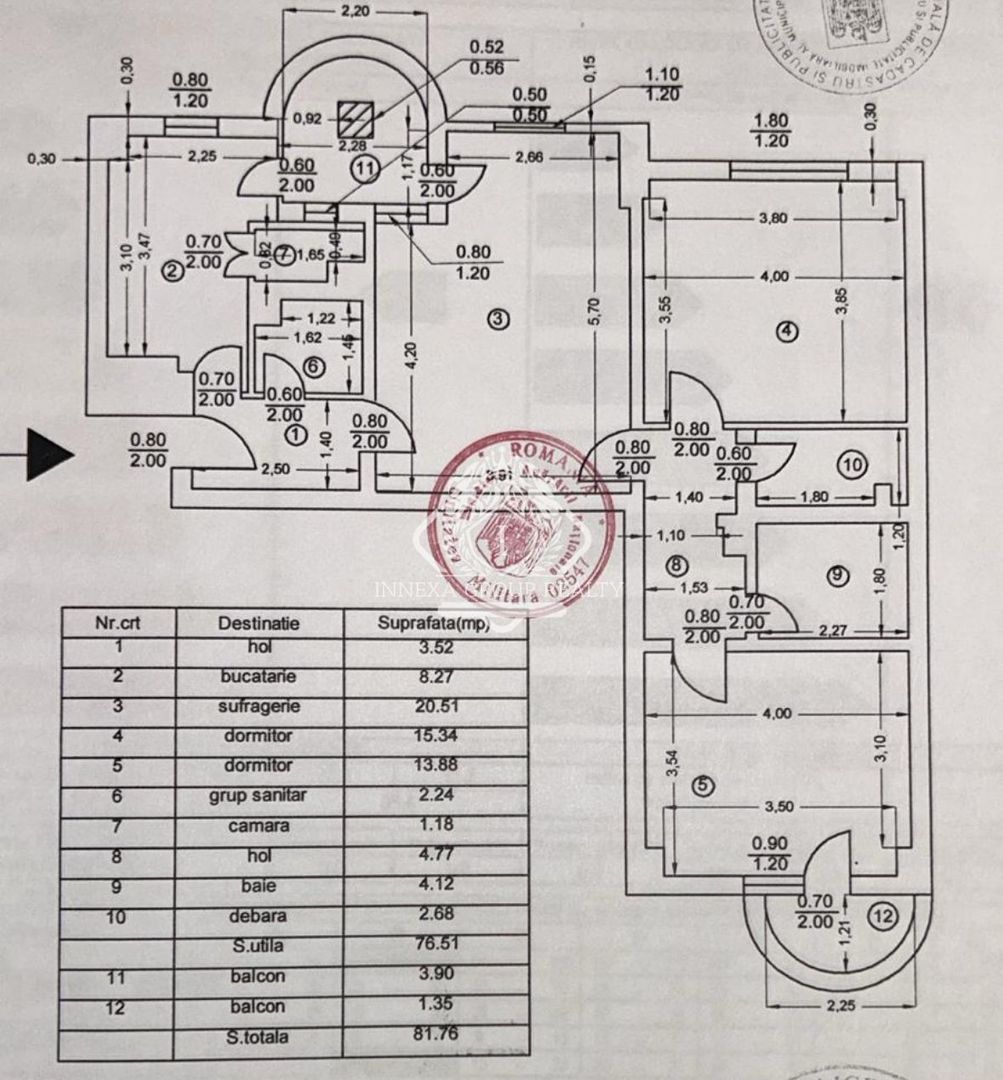 Apartament 3 camere, etaj 2/4, bloc 1990, in zona Unirii-Matei Basarab - Schiță 9