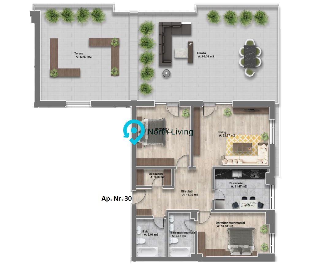 Penthouse 3 camere | 210 mp | 2 terase | Sisești - Poză 27